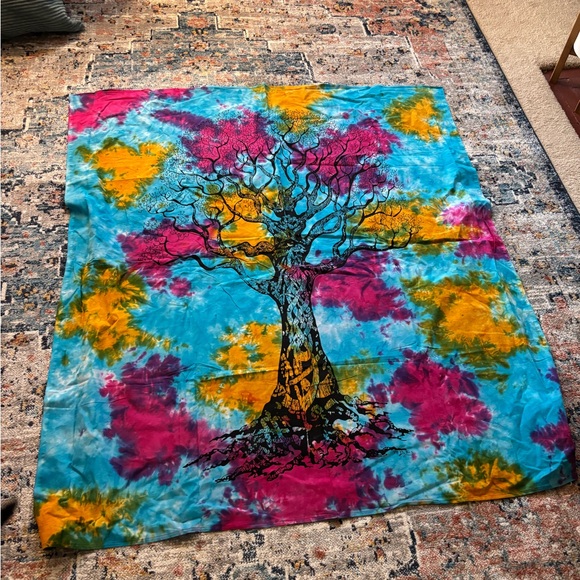 Earthbound Vibrant Tie-Dye Tree Wall Tapestry - Picture 2 of 2